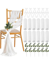 Elegant White 24 Sets Wedding White Ribbon Eucalyptus Aisle Eucalyptus Decorations