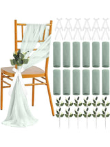 Milky Green 24 Sets Wedding White Ribbon Eucalyptus Aisle Eucalyptus Decorations