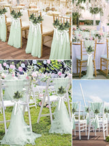 Milky Green 24 Sets Wedding White Ribbon Eucalyptus Aisle Eucalyptus Decorations