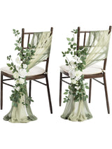 White & Sage, Rust, Sepia 8 Artificial Flowers  Wedding Chair Decorations Aisle