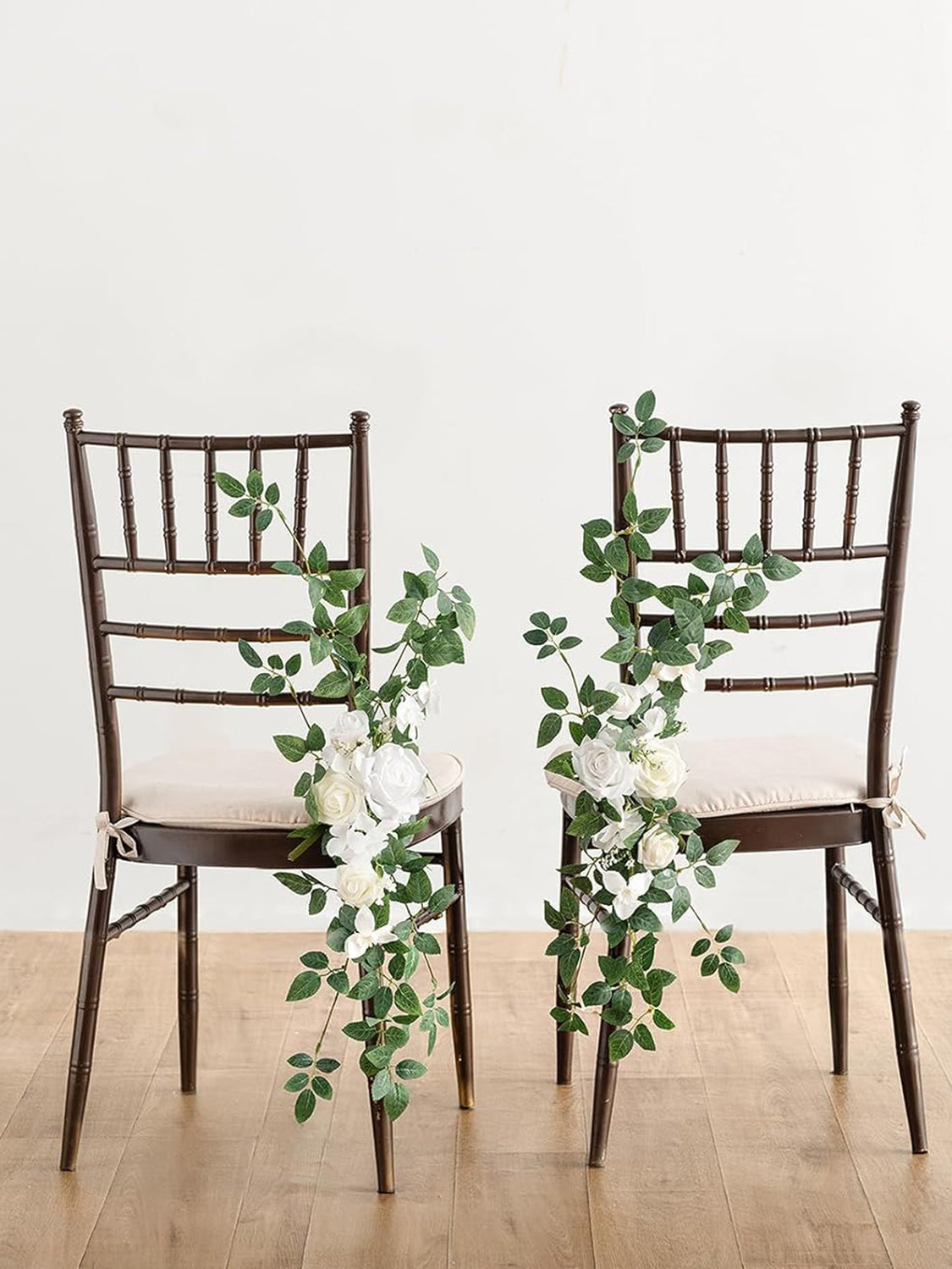 White & Sage, Rust, Sepia 8 Artificial Flowers  Wedding Chair Decorations Aisle