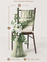 White & Sage, Rust, Sepia 8 Artificial Flowers  Wedding Chair Decorations Aisle