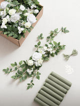 White & Sage, Rust, Sepia 8 Artificial Flowers  Wedding Chair Decorations Aisle