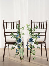 Dusty Blue & Navy 8 Artificial Flowers  Wedding Chair Decorations Aisle