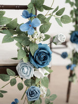 Dusty Blue & Navy 8 Artificial Flowers  Wedding Chair Decorations Aisle