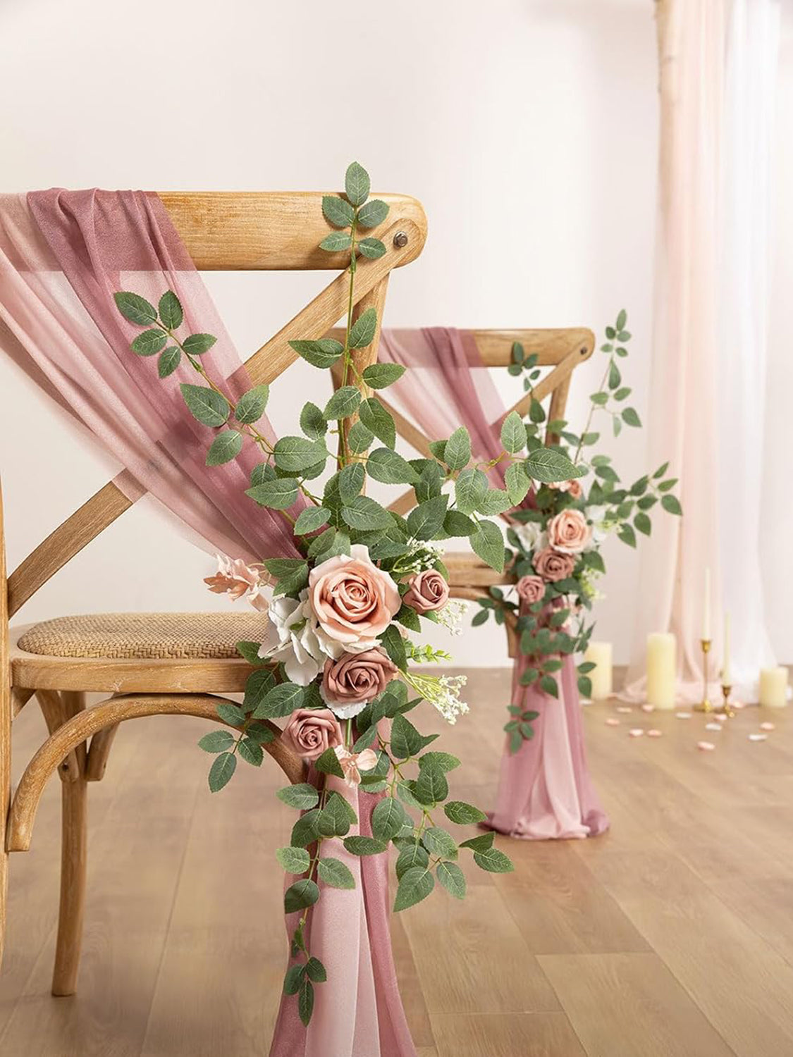 Dusty Rose 8 Artificial Flowers  Wedding Chair Decorations Aisle