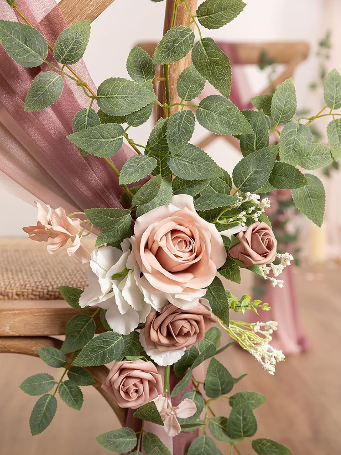 Dusty Rose 8 Artificial Flowers  Wedding Chair Decorations Aisle