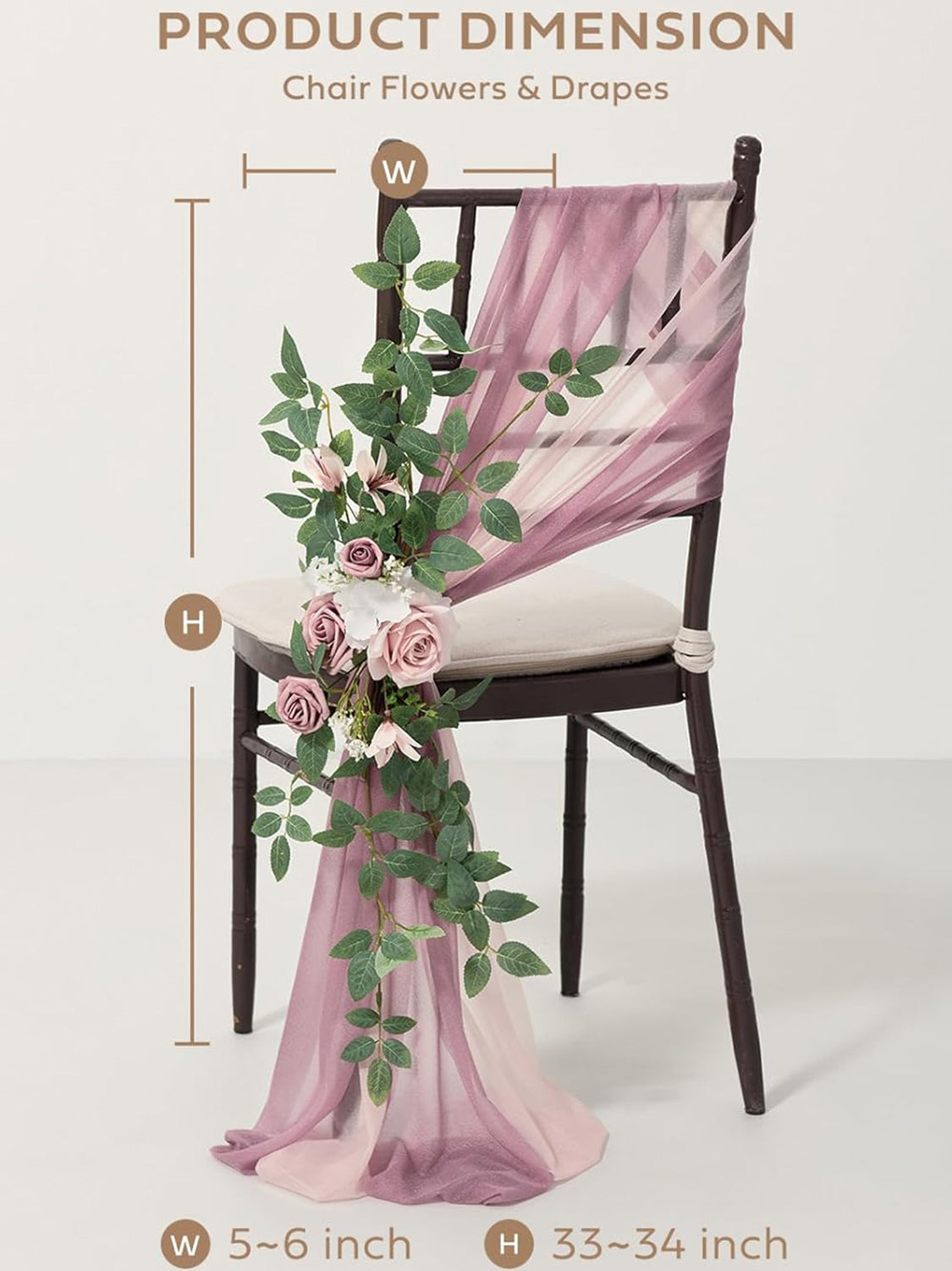 Dusty Rose 8 Artificial Flowers  Wedding Chair Decorations Aisle