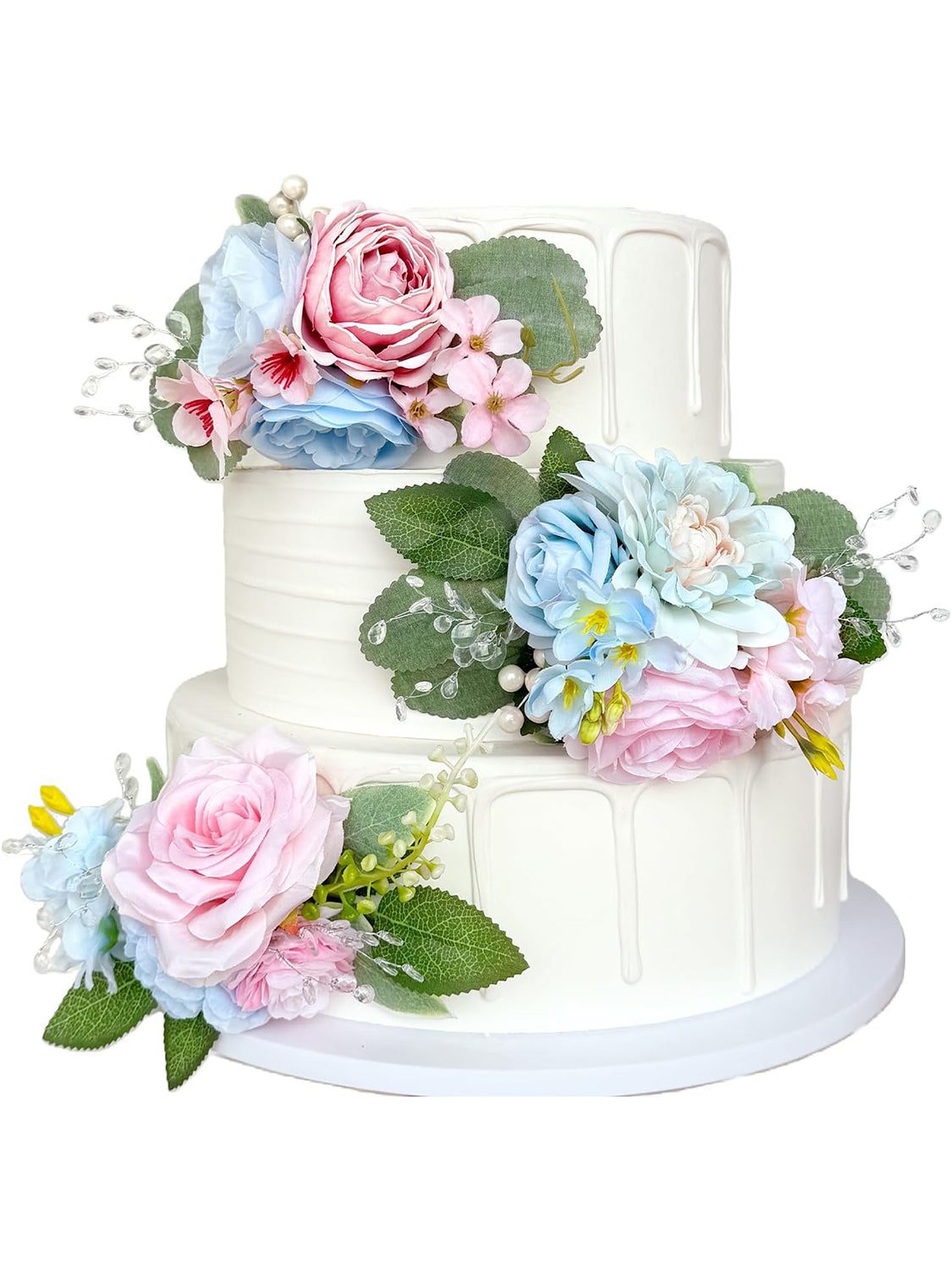 Baby Blue Pink Wedding Cake Toppers Artificial Flowers Decoration Model BBF01