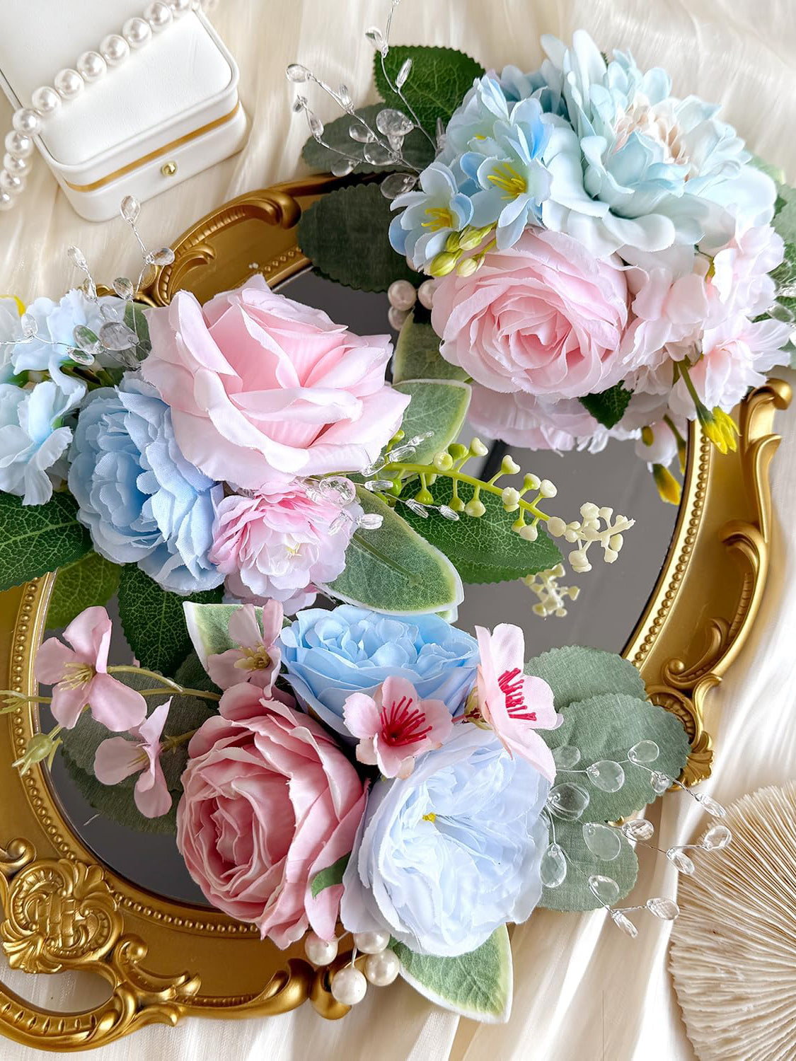 Baby Blue Pink Wedding Cake Toppers Artificial Flowers Decoration Model BBF01