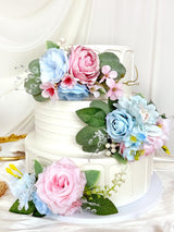 Baby Blue Pink Wedding Cake Toppers Artificial Flowers Decoration Model BBF01