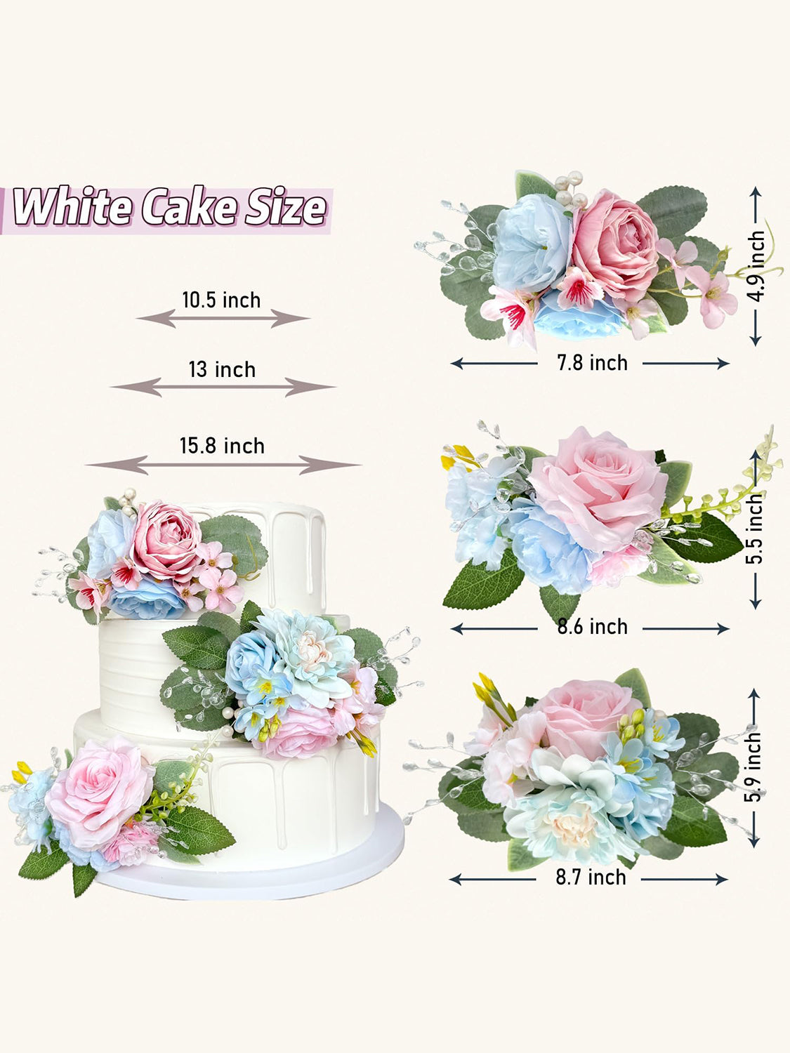 Baby Blue Pink Wedding Cake Toppers Artificial Flowers Decoration Model BBF01