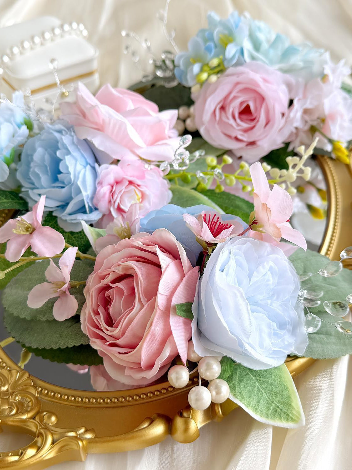 Baby Blue Pink Wedding Cake Toppers Artificial Flowers Decoration Model BBF01