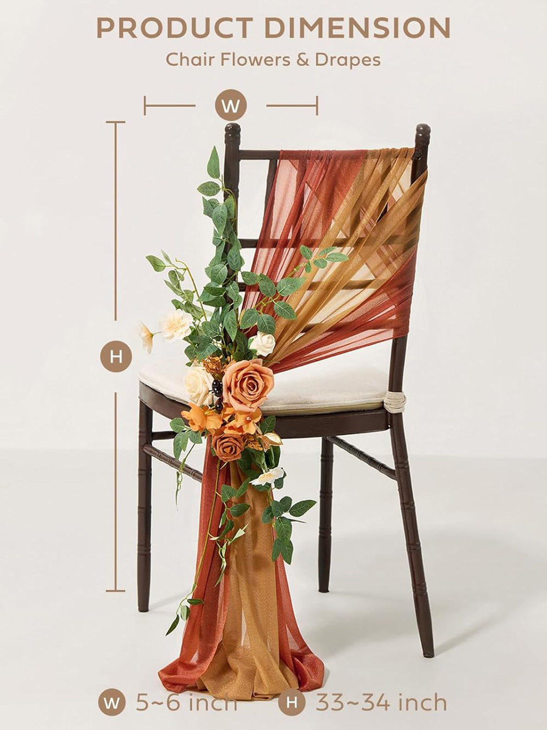 Sunset Terracotta 8 Artificial Flowers  Wedding Chair Decorations Aisle