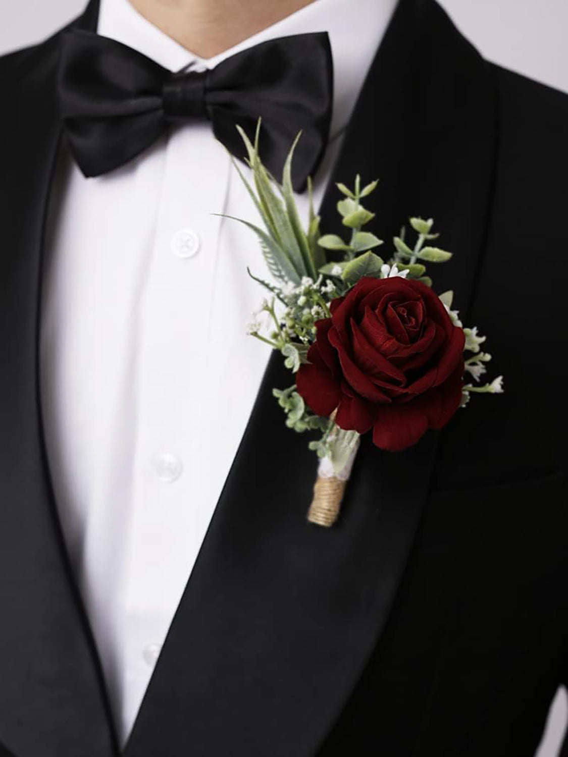Wine Red Corsage and Boutonniere Artificial Rose Set 2