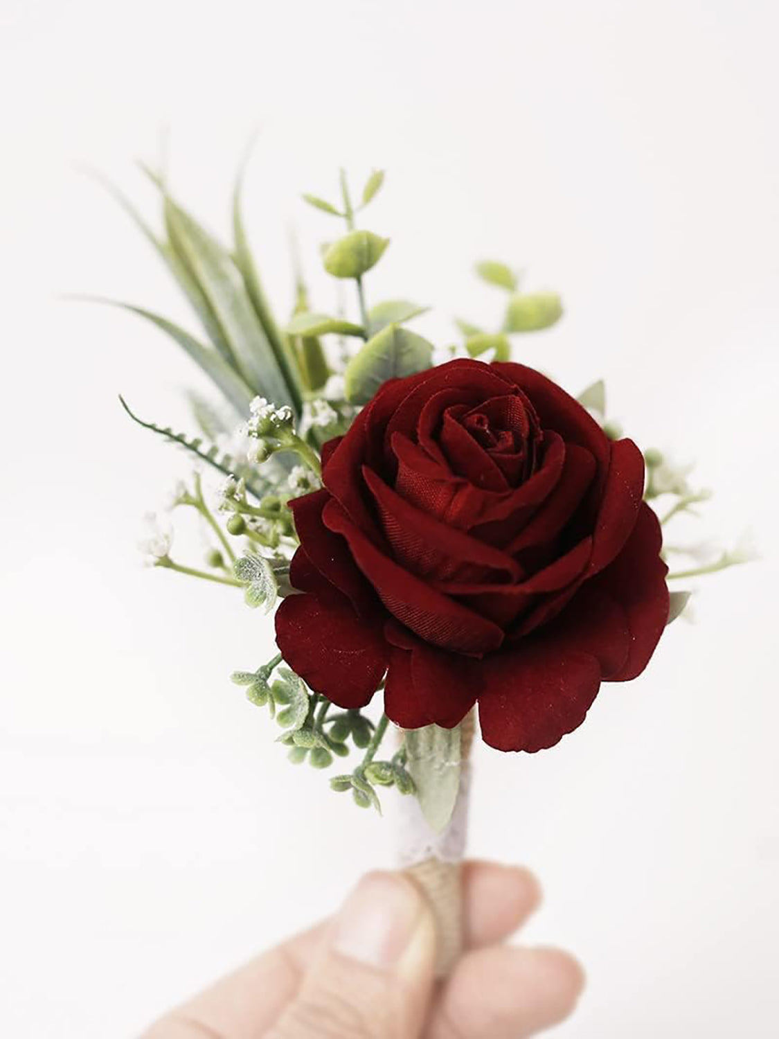 Wine Red Corsage and Boutonniere Artificial Rose Set 2