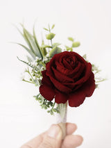 Wine Red Corsage and Boutonniere Artificial Rose Set 2