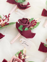 Dusty Rose & Burgundy Foam Rose Boutonnieres Set of 6