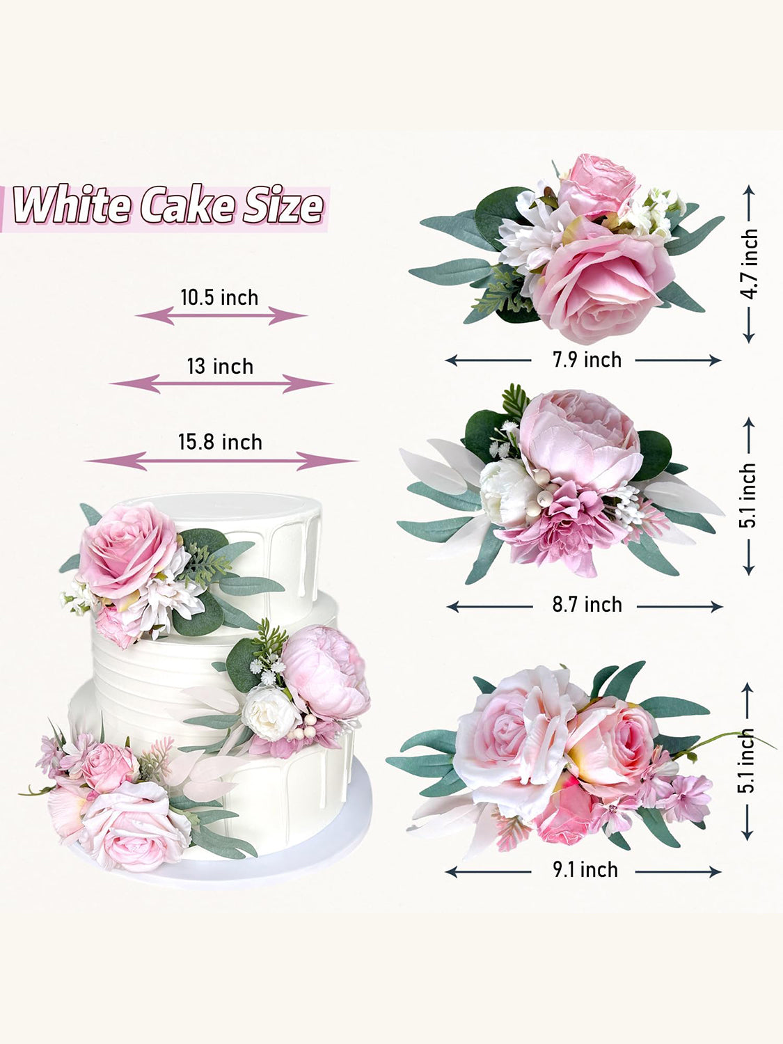 Wedding Cake Topper For Decorating Blush Pink Rose Peony Model PWP01