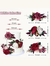Burgundy Gold Silk Flowers For Cakes Wedding Decorations Rose Peony Cake Topper