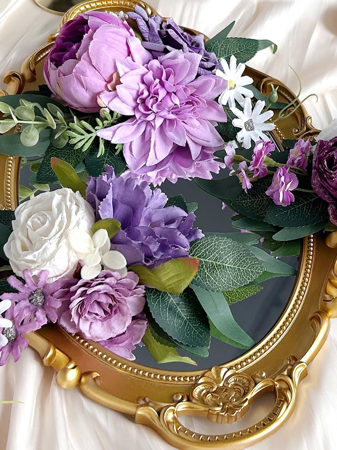 Lavender Dusty Purple Silk Rose Peony Wedding Cake Topper Wct01