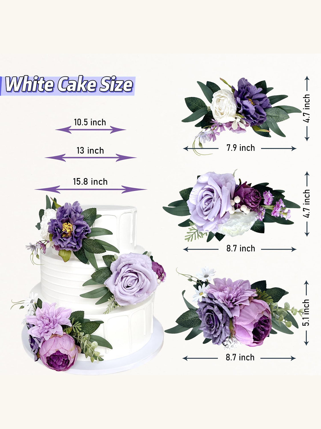 Lavender Dusty Purple Silk Rose Peony Wedding Cake Topper Wct01