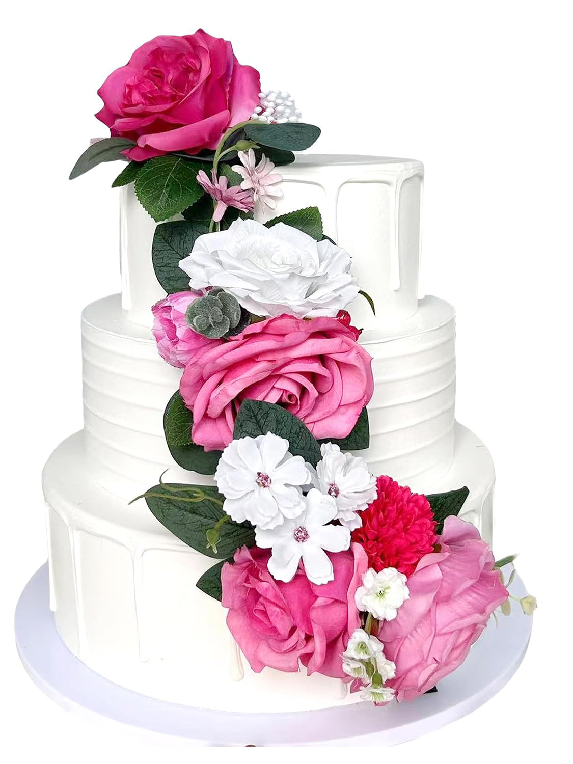 Silk Flowers Cake Toppers Hot Pink For Wedding Cakes