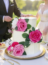 Silk Flowers Cake Toppers Hot Pink For Wedding Cakes