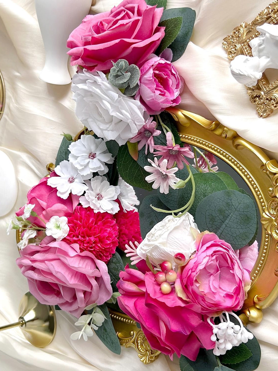 Silk Flowers Cake Toppers Hot Pink For Wedding Cakes