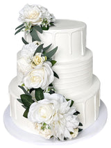Ivory White Silk Flowers Cake Topper for Wedding Cake Decoration