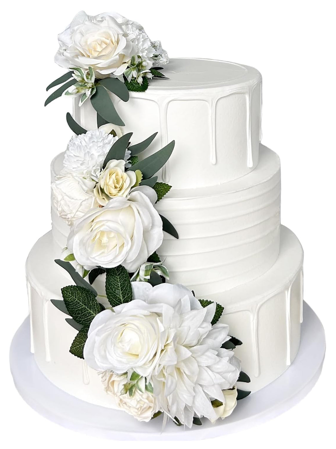 Ivory White Silk Flowers Cake Topper for Wedding Cake Decoration