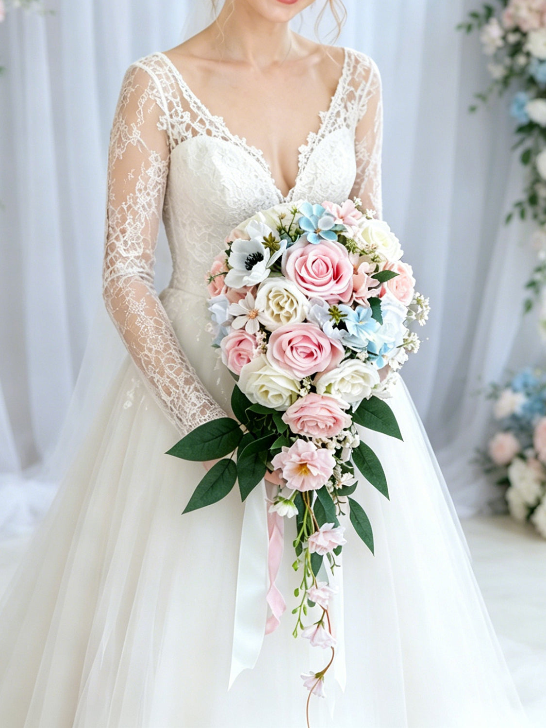 Dusty Blue & Blush Wedding Essentials Bundle — Bridal Party Flowers
