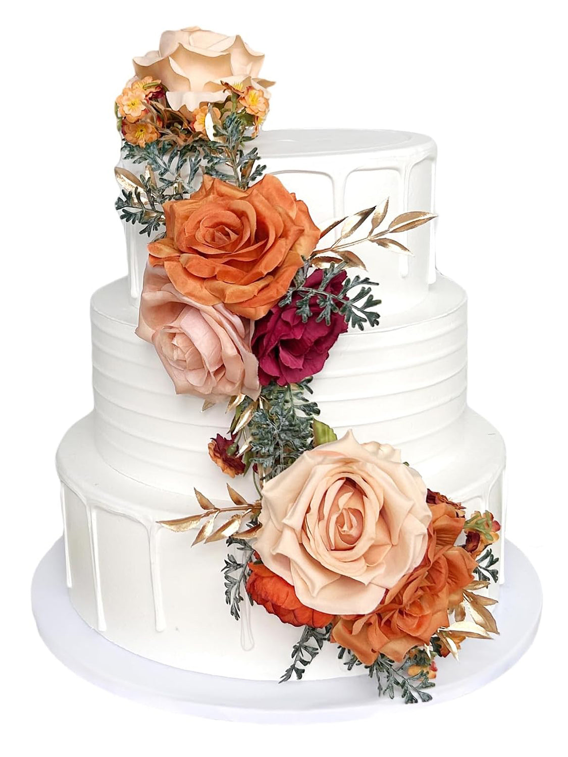 Artificia Silk Flowers For Cake Decorations Burnt Orange