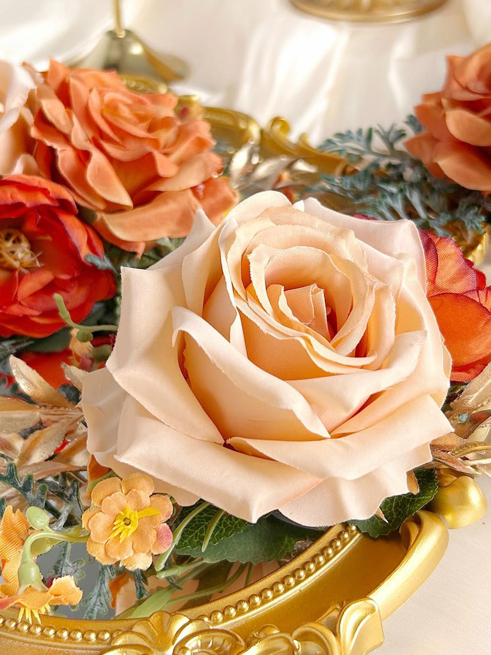 Artificia Silk Flowers For Cake Decorations Burnt Orange