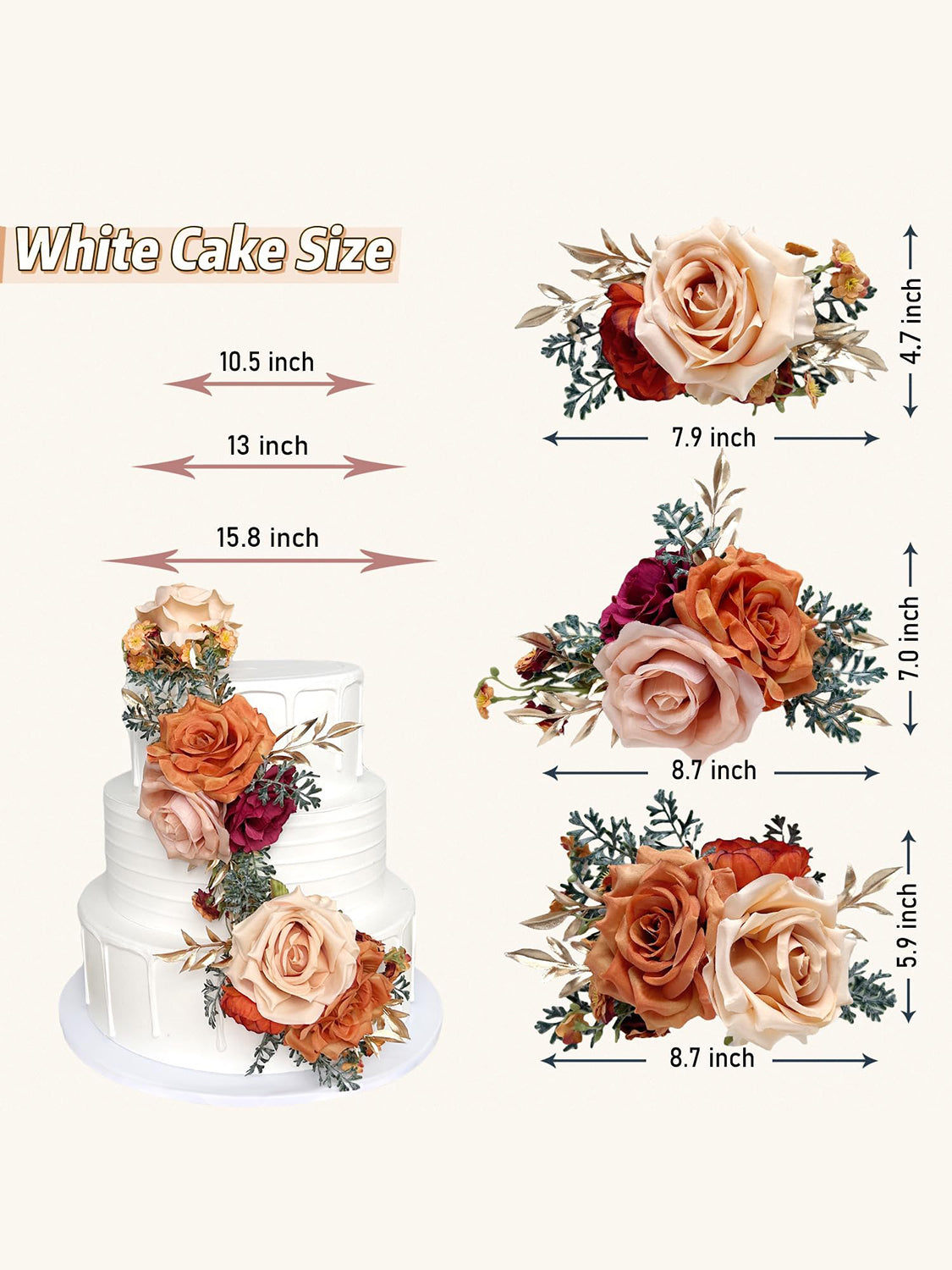 Artificia Silk Flowers For Cake Decorations Burnt Orange