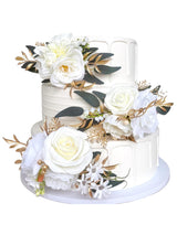 Ivory White Gold Flower Topper For Wedding Cake Decorations 001