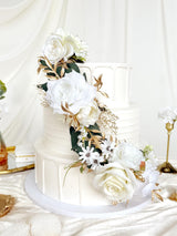 Ivory White Gold Flower Topper For Wedding Cake Decorations 001