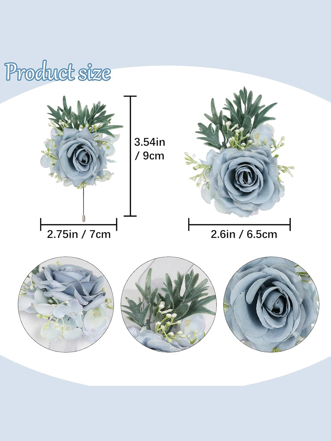 Haze Silk Rose Corsage and Boutonniere Wedding 2 Set Haze Blue