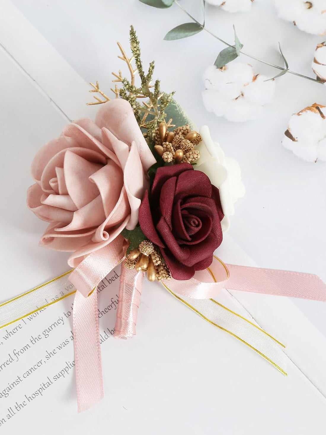 Blush Pink Rose Wedding Corsage And Boutonniere 2 Set For Bride And Groom