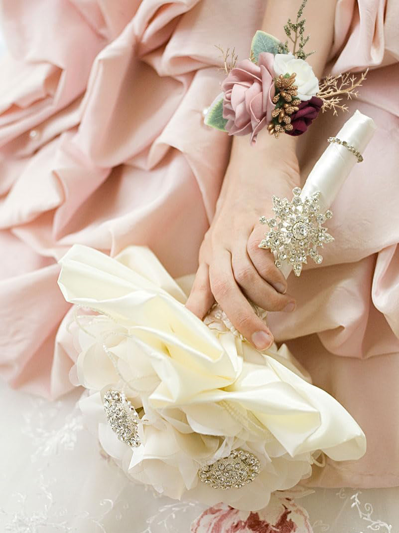 Blush Pink Rose Wedding Corsage And Boutonniere 2 Set For Bride And Groom