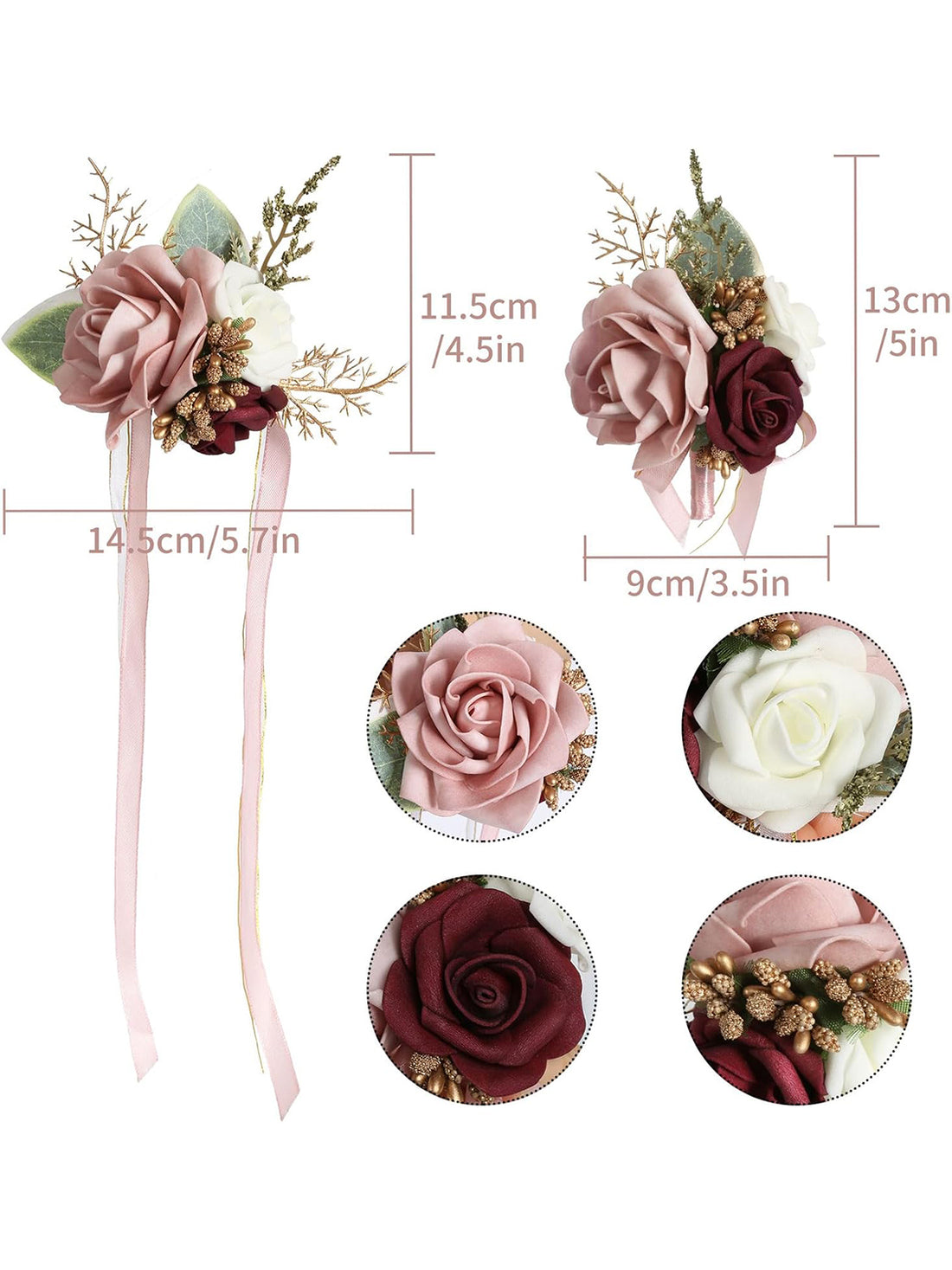 Blush Pink Rose Wedding Corsage And Boutonniere 2 Set For Bride And Groom