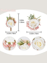 Pure White Rose Corsage and Boutonniere Wedding Set