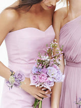 Purple Wedding Artificial Flower Corsage Wristlet Set Of 6