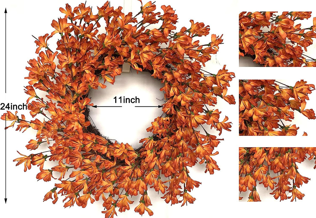 24" Forsythia Wreath Fall Wreath for Front Door Floral Décor