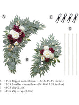Burgundy Artificial Wedding Arch Flower Swag Set 2 Pcs Ceremony Decor 35/25 Inch