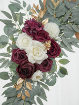 Burgundy Artificial Wedding Arch Flower Swag Set 2 Pcs Ceremony Decor 35/25 Inch