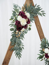 Burgundy Artificial Wedding Arch Flower Swag Set 2 Pcs Ceremony Decor 35/25 Inch