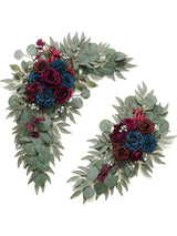 Navy and Burgundy Flower Wedding Arch Welcome Signs Decoration