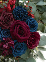 Navy and Burgundy Flower Wedding Arch Welcome Signs Decoration