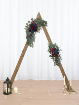 Navy and Burgundy Flower Wedding Arch Welcome Signs Decoration